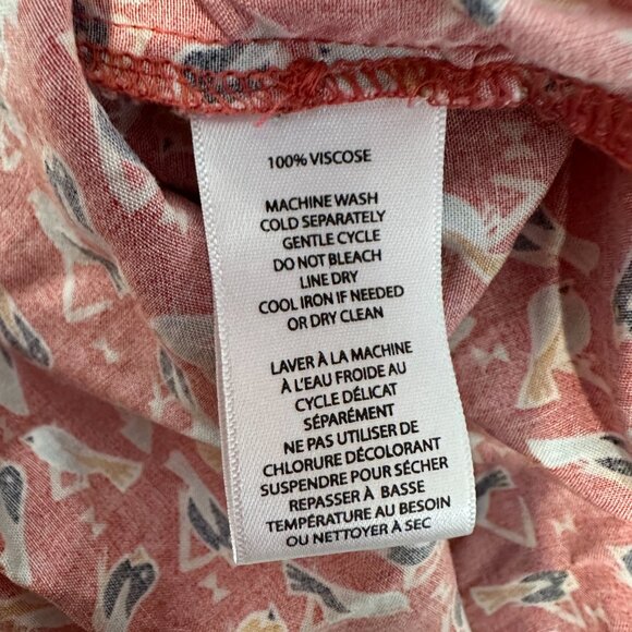 Beach Lunch Lounge Sleeveless Blouse Button Up Tied Waist Bird Pattern Womens XL - Picture 9 of 9